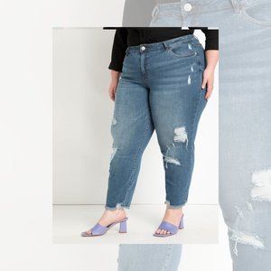 Eloquii Viola Fit Distressed Boyfriend Jeans